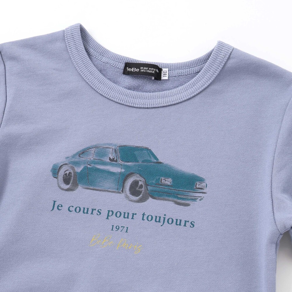 車水彩風プリントトレーナー (90~150cm) ブルー 100cm