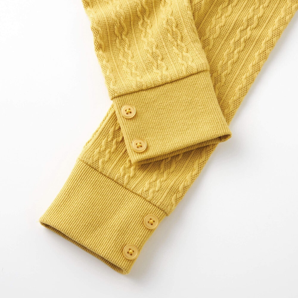 ケーブルジャガード裾ボタンレギンス(80~150cm) イエロー SSS