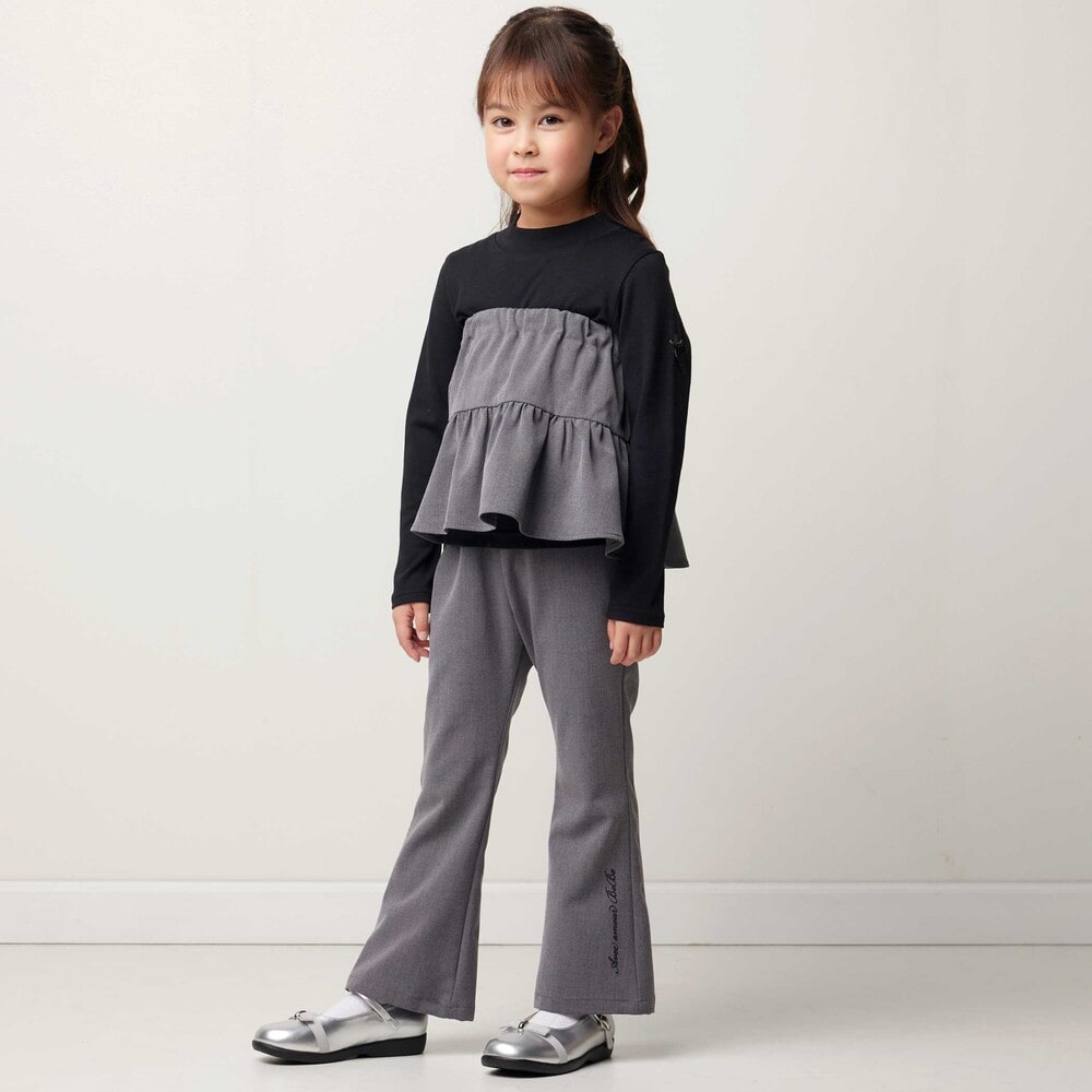リムーバブルスカートオックスフレアロングパンツ(100~150cm) ネイビー 100cm