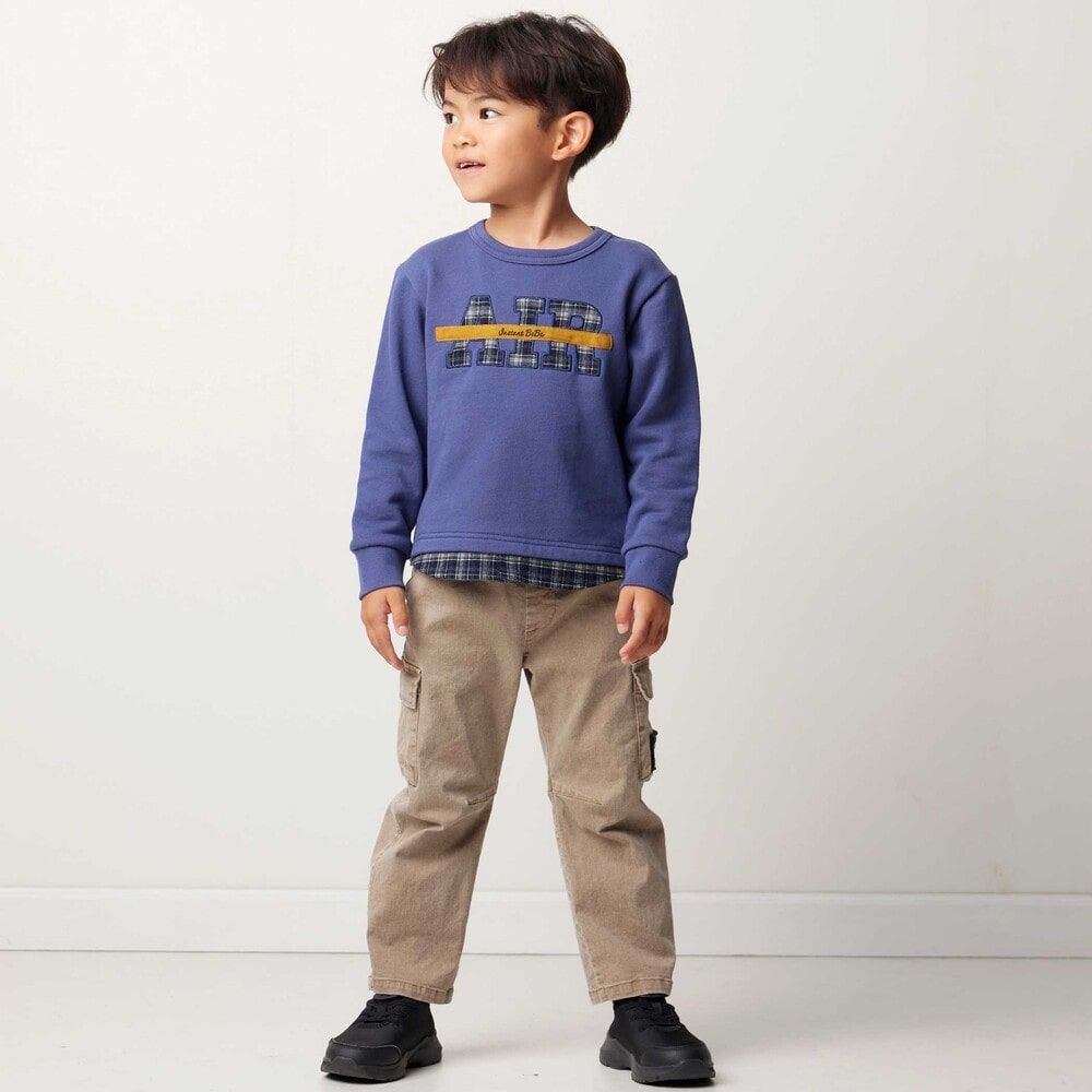 バレルレッグツイルカーゴロングパンツ(90~150cm) ブラウン 90cm