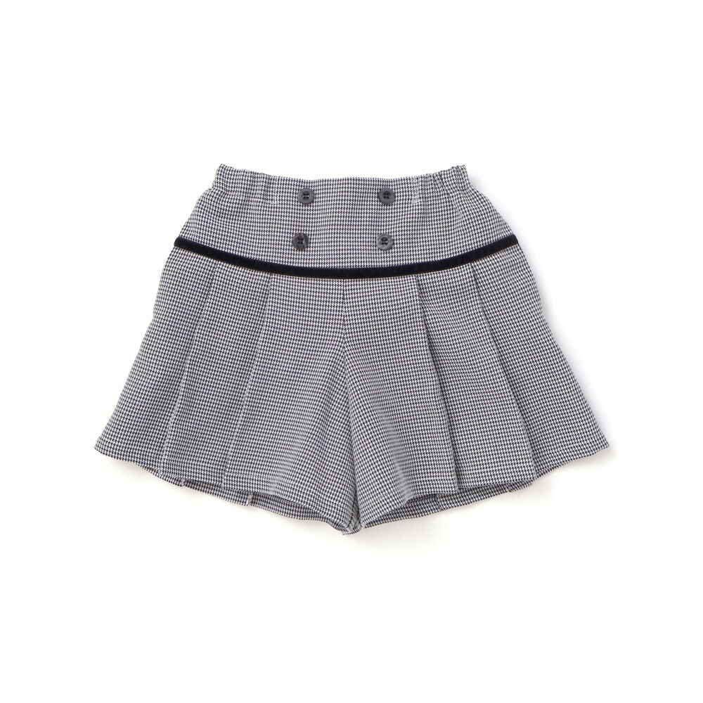 【お揃い】千鳥格子切り替えプリーツショートパンツ(90~160cm) ブラック系 90cm