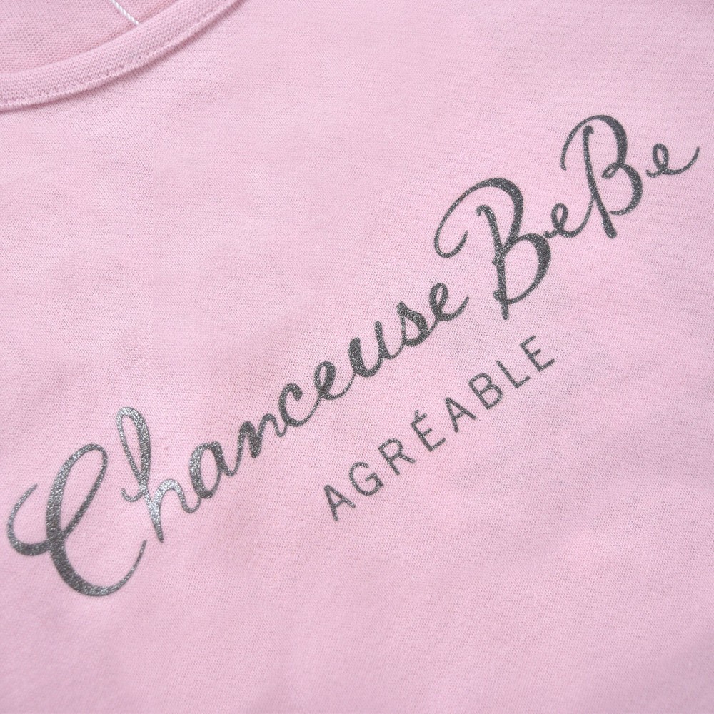 カバリエレ・アズーロ タック フリル袖 グログラン リボン Tシャツ ( 90cm~150cm) ピンク 150cm