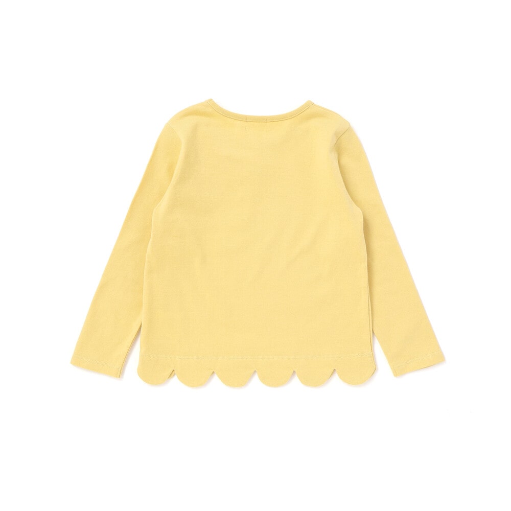 グログランBIGリボンモチーフ裾スカラップ長袖Tシャツ(90~160cm) ネイビー 90cm
