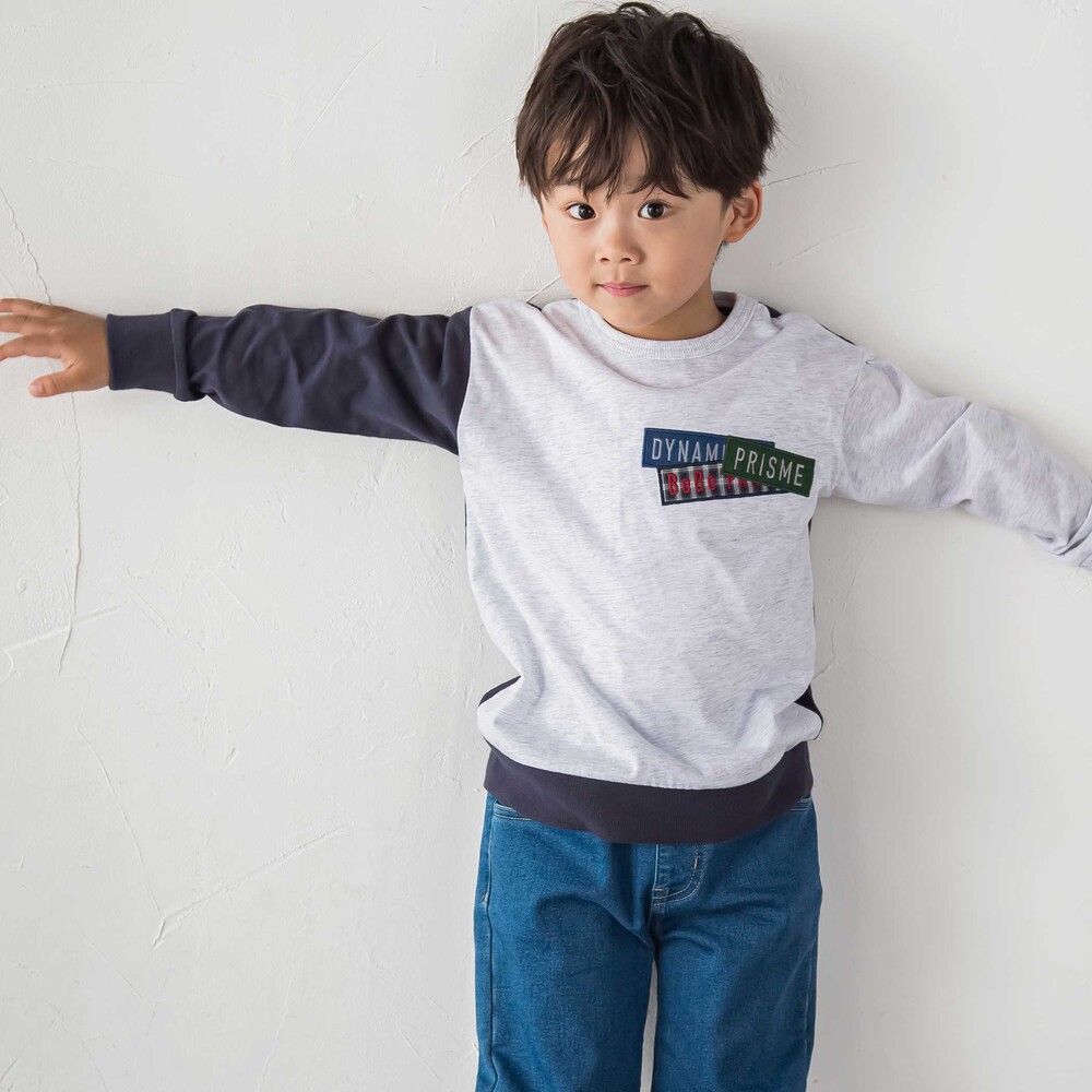 ランダム配色ワッペン刺しゅう長袖Tシャツ(90~160cm) イエロー 90cm