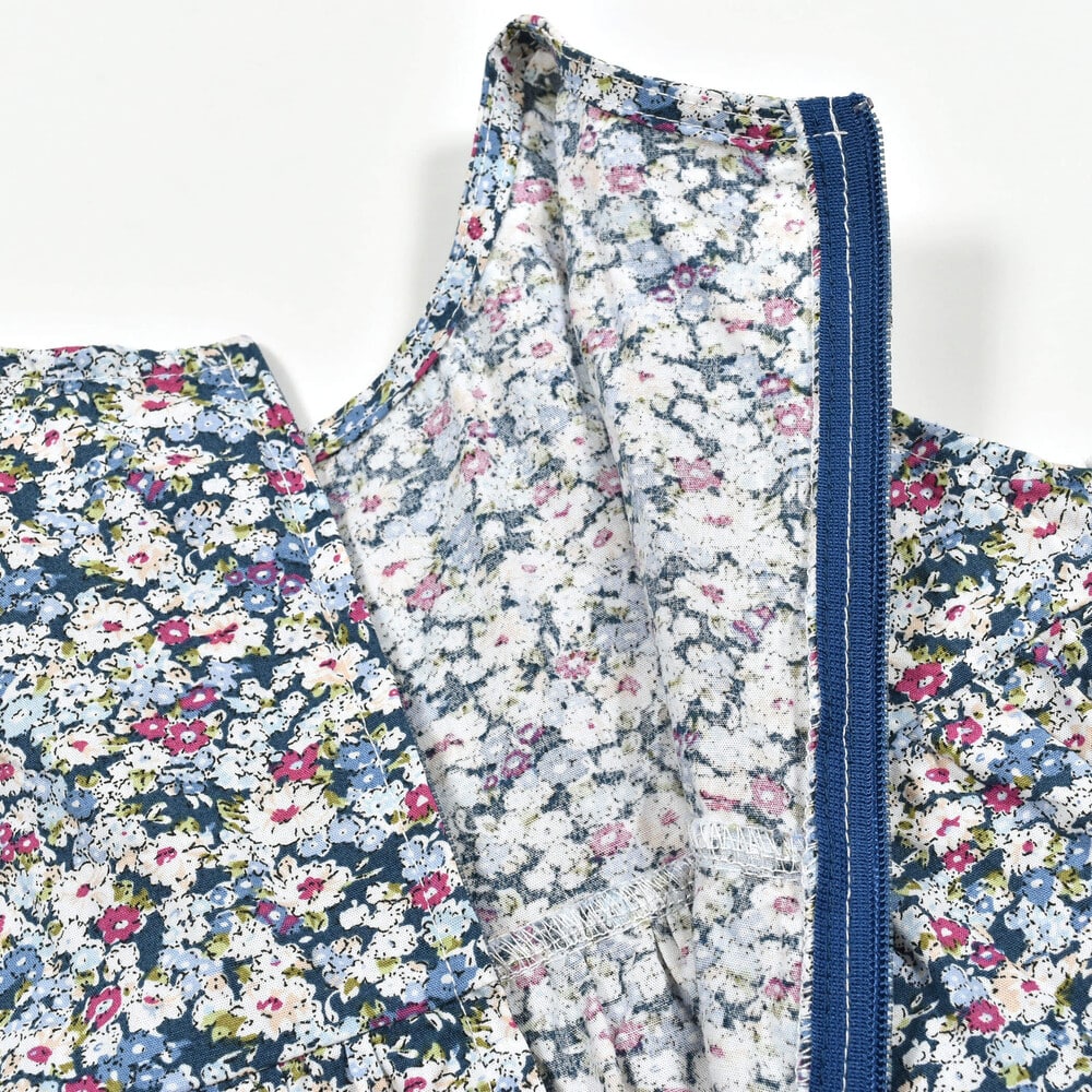 花柄プリントワンピースTシャツ2点セットベビー(80~90cm)(80cm ブルー