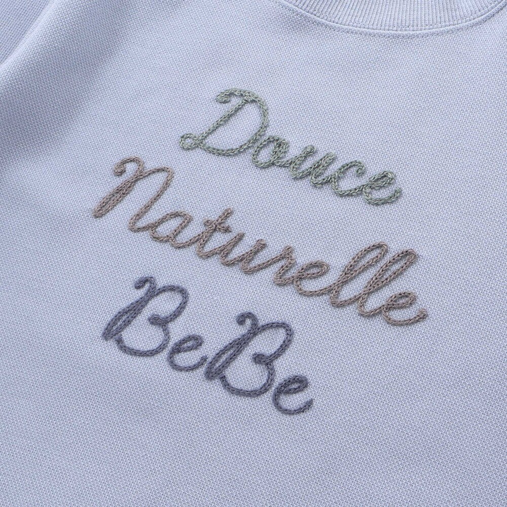 カノコチェーンステッチロゴ長袖Tシャツ(80~100cm) ブルー 80cm