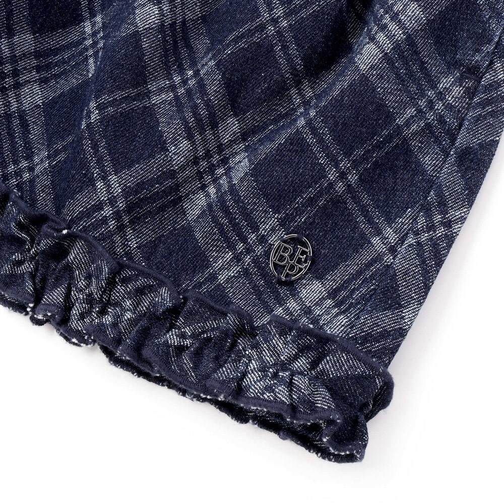 【限定商品】チェック柄デニムキュロットパンツ(95~150cm) ネイビー 95cm