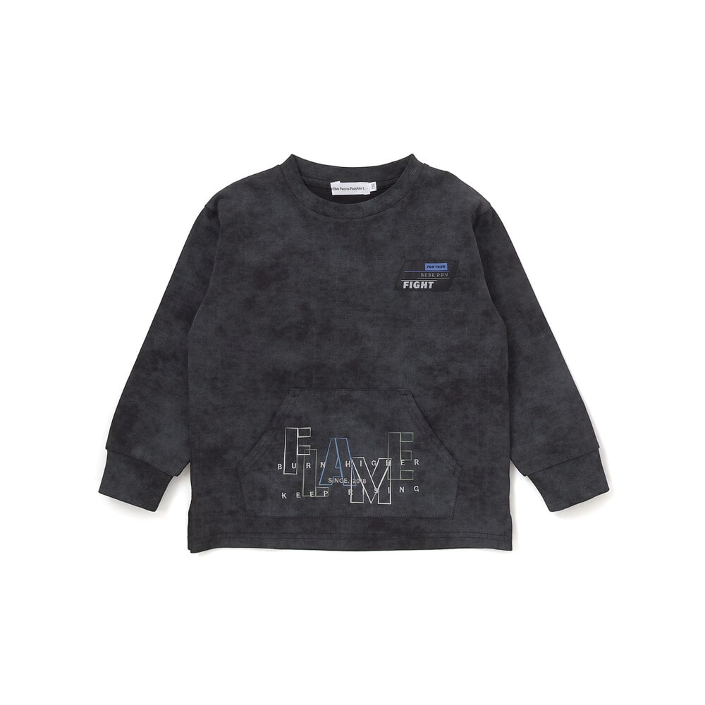 【限定商品】カンガルーポケットロングTシャツ(95~150cm) ブラック系 95cm