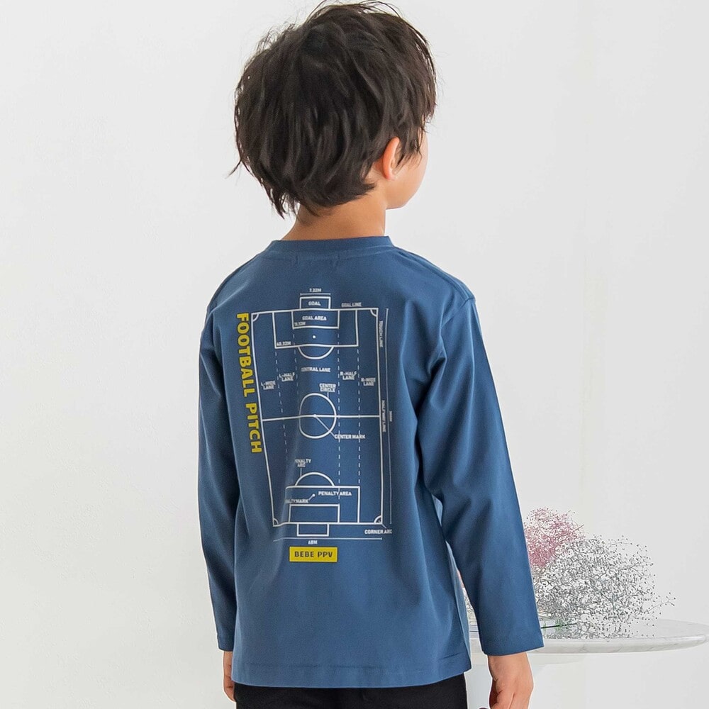【限定商品】サッカーバックプリントロングTシャツ(95~160cm) ホワイト 95cm
