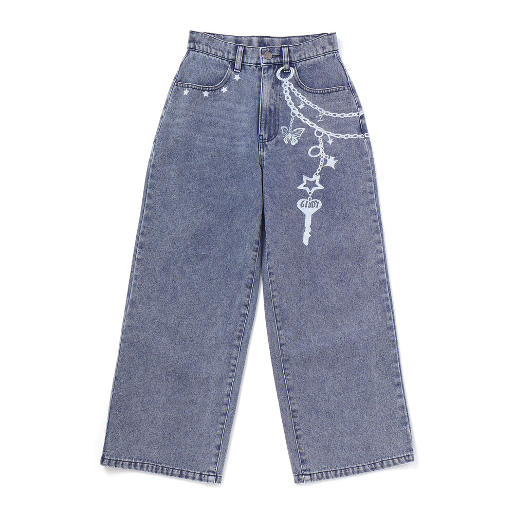 チェーンプリント デニムパンツ(130~160cm) ブルー 130cm