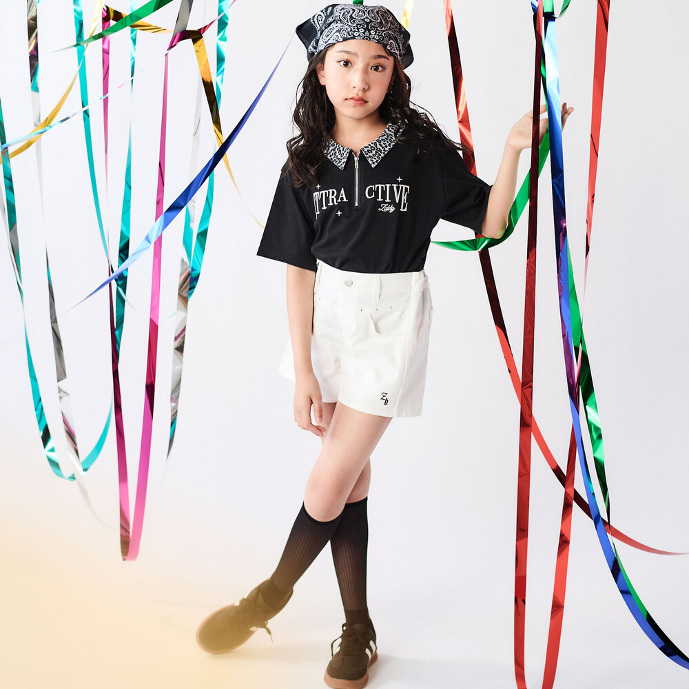 ヒョウ柄ハーフジップTシャツ(130~160cm) ブラック 130cm