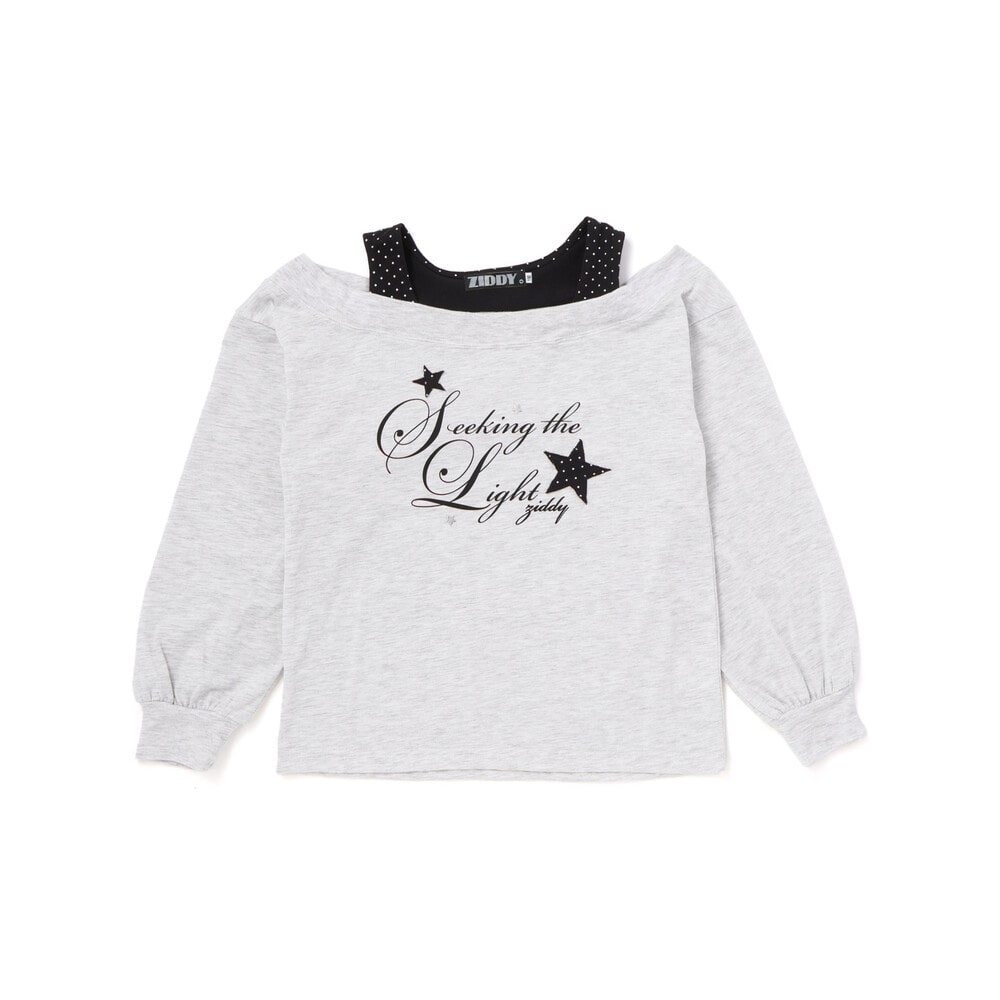 スターモチーフオフショル風レイヤードTシャツ(130~160cm) グレー 130cm