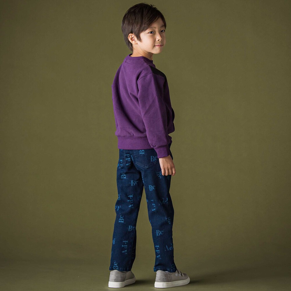 ロゴ総柄ストレッチデニムパンツ(95~150cm) ブラック 95cm