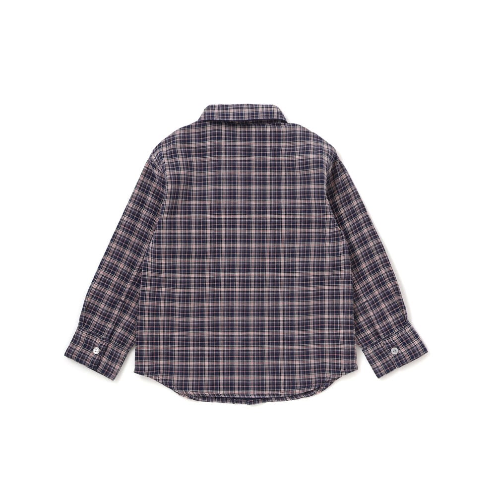 リバーシブルガーゼチェックシャツ(110~160cm) ネイビー 150cm