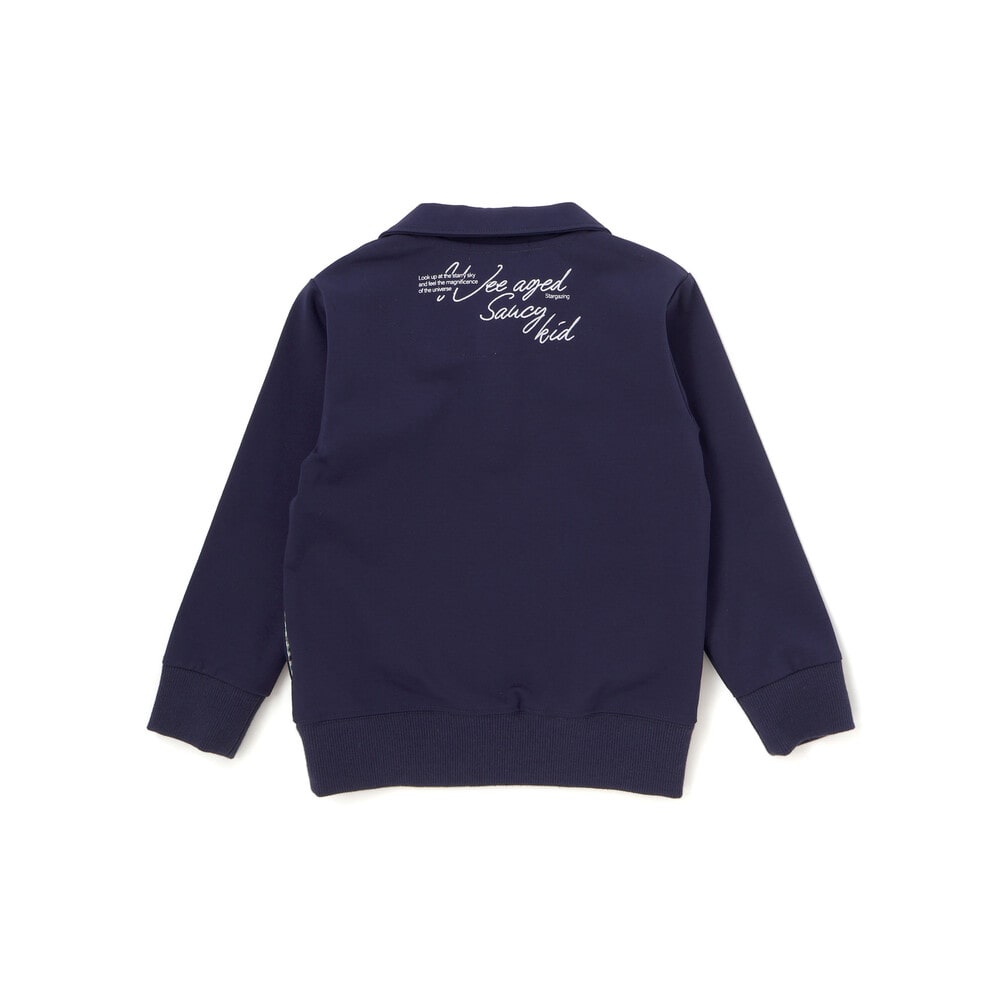 襟付き裏チェックトレーナー(110~160cm) ネイビー 110cm