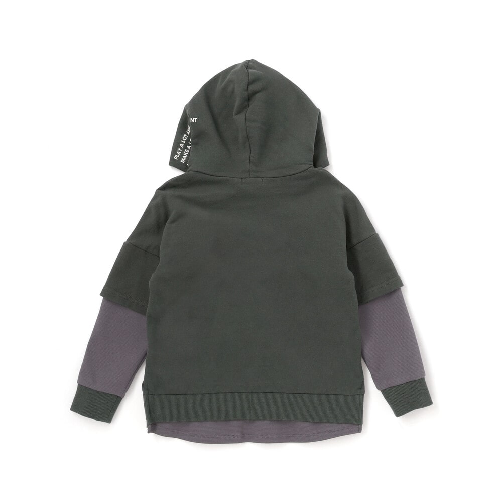 レイヤード風BIGフーディトレーナー(110~160cm) ブラック 110cm