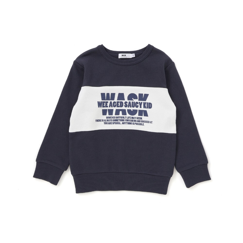 バイカラーロゴ裏毛トレーナー(100~160cm) ネイビー 100cm