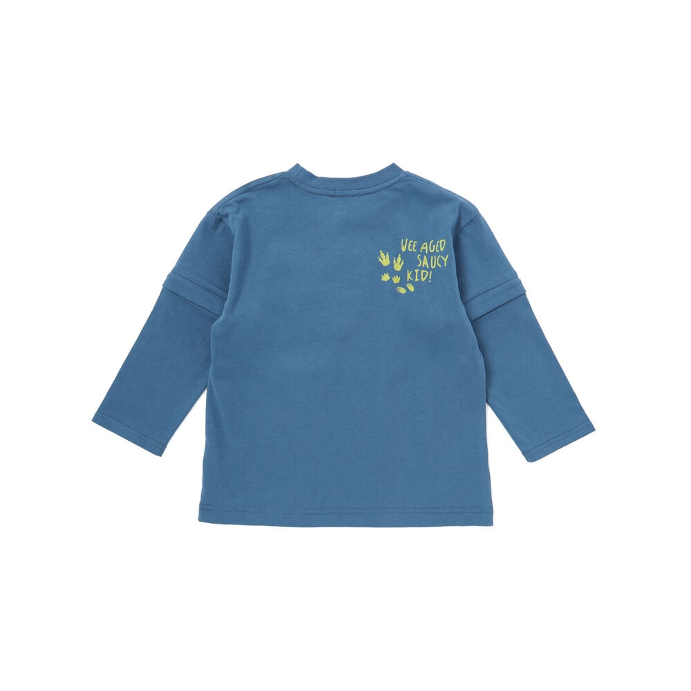2WAYティラノサウルス刺しゅうビッグTシャツ(80~160cm) ブルー 80cm