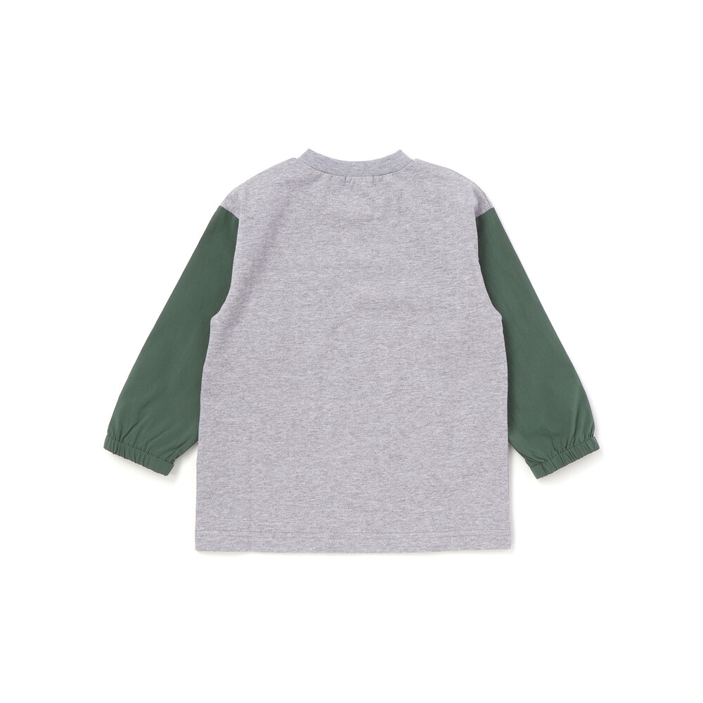 異素材スリーブ ポケットデザイン長袖Tシャツ(110~160cm) グリーン 110cm