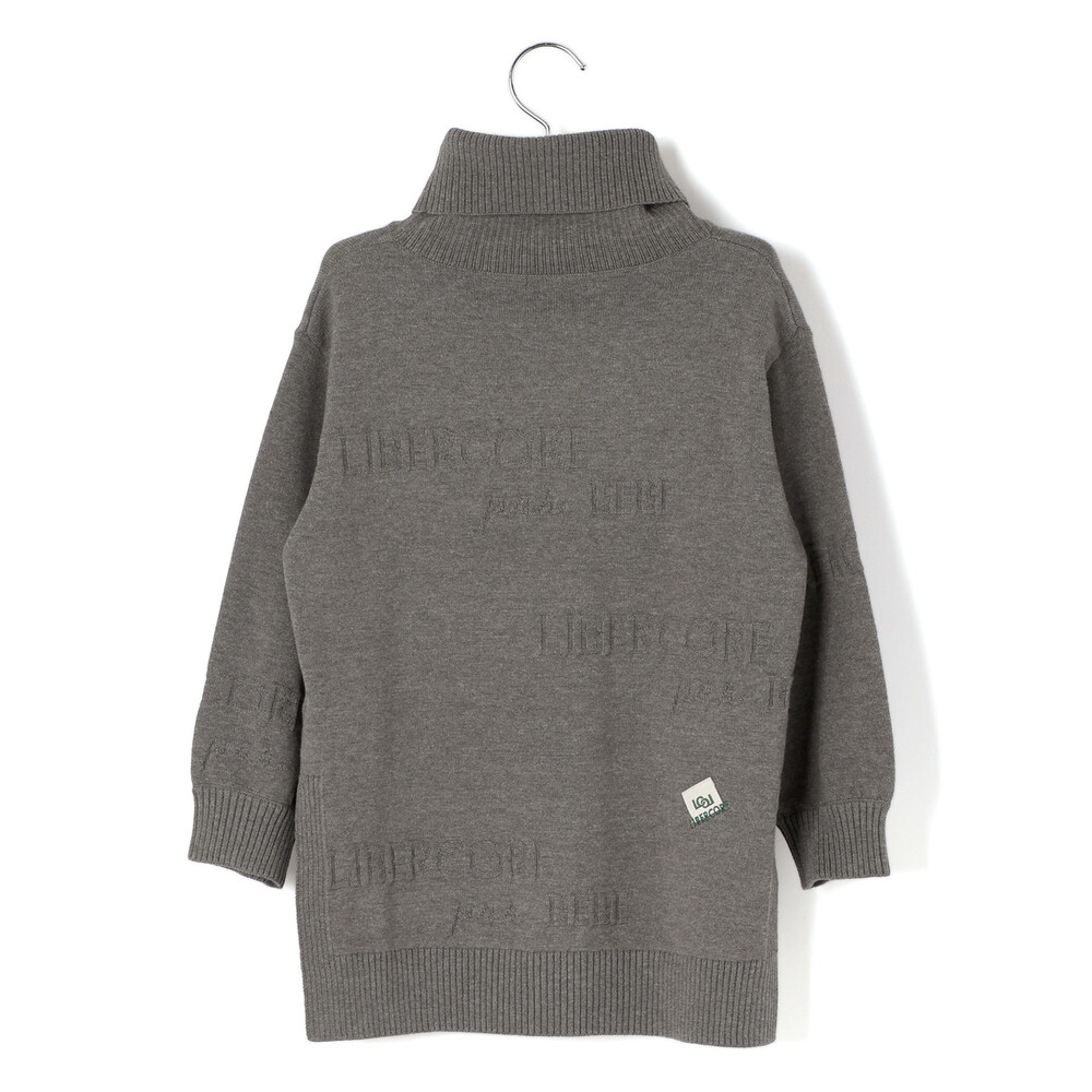 ロゴジャガードタートルネックロングセーター親子お揃い(95~140cm) グレー S(95-110cm)