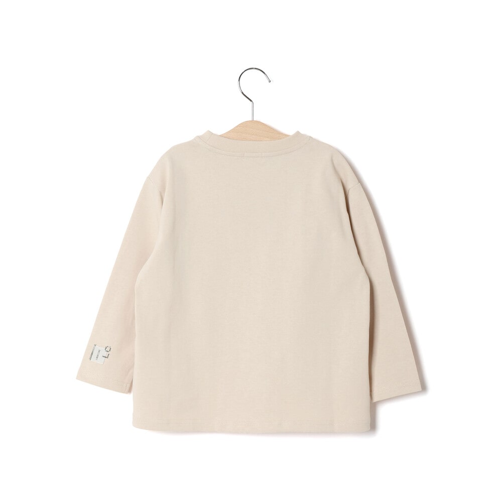 ジグザグステッチレタリングロゴ天竺長袖Tシャツ 親子お揃い(110~140cm) グレー M(110~125cm)