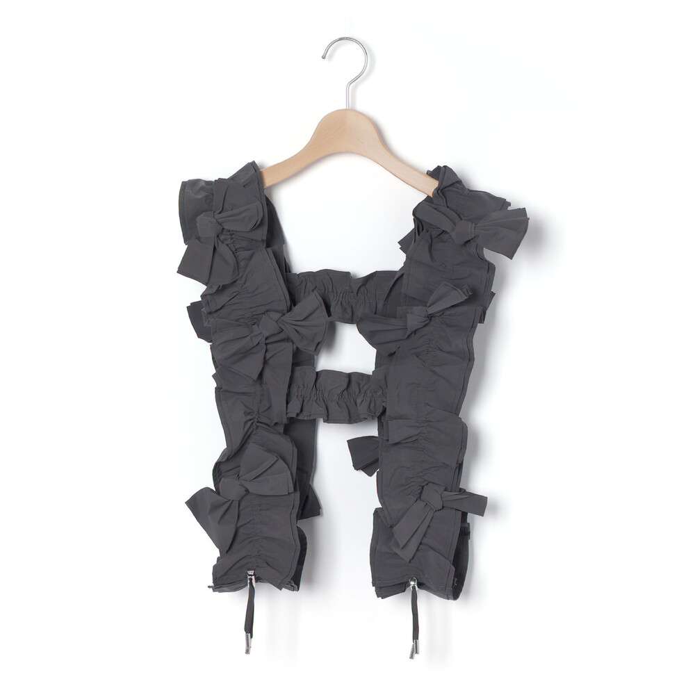 リボン付きマットタフタハーネス親子お揃い グレー ワンサイズ