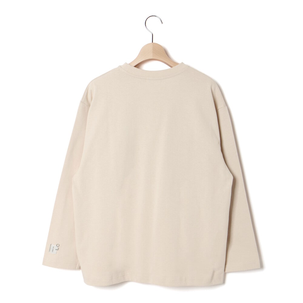 ジグザグステッチレタリングロゴ天竺長袖Tシャツ 親子お揃い 大人(140~175cm) ベージュ S(140~150cm)