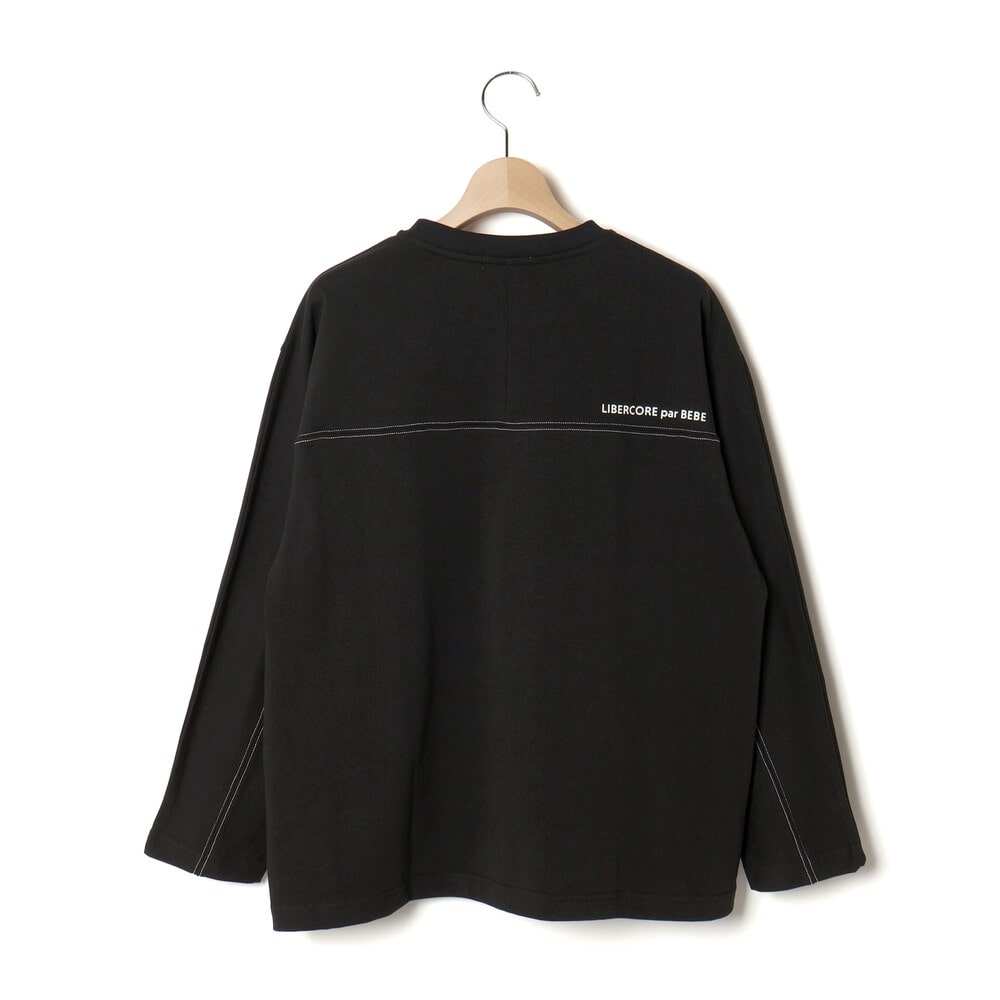 ヘビーオンスカラーステッチ切り替え天竺長袖Tシャツ 親子お揃い 大人(140~175cm) ホワイト S(140~150cm)