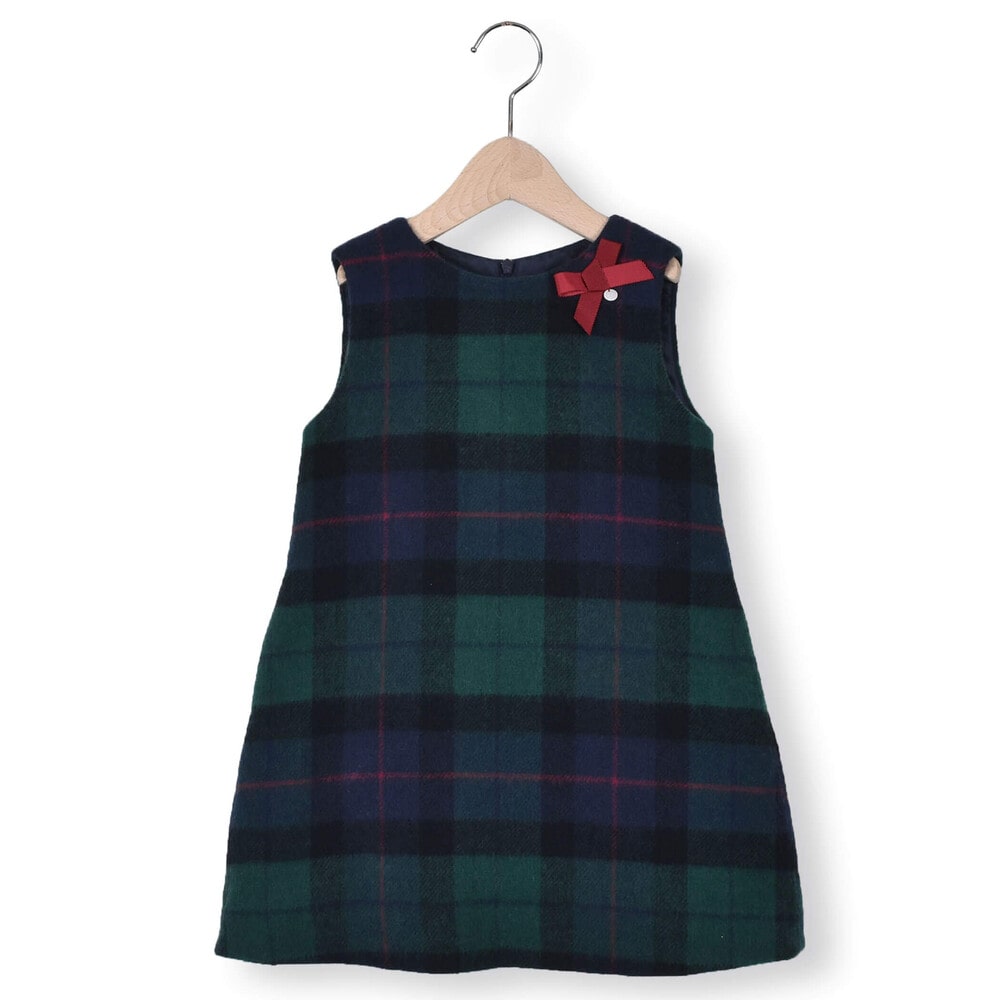 【 お揃い 】 【 日本製 】 シャギー チェック ジャンパースカート (90~140cm) ネイビー系 90cm