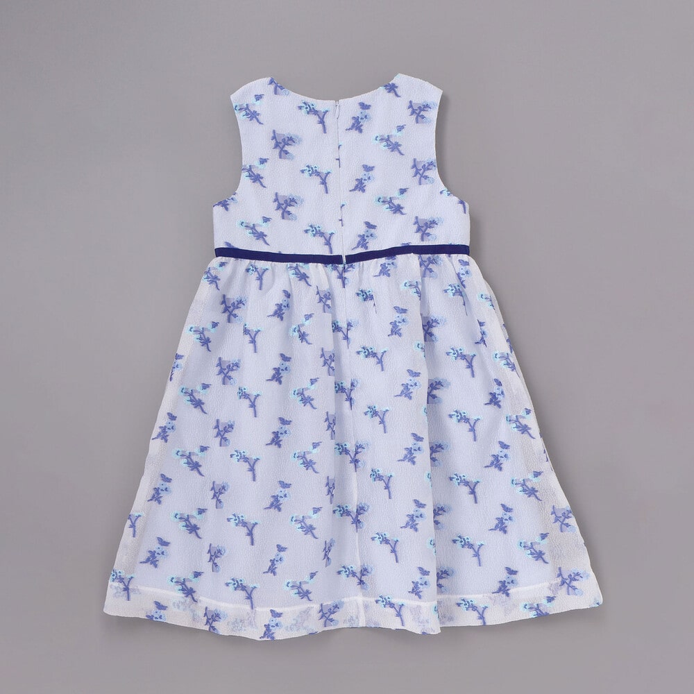 ジャガードフラワーリボン付きジャンパースカート(110~130cm) ブルー系 110cm