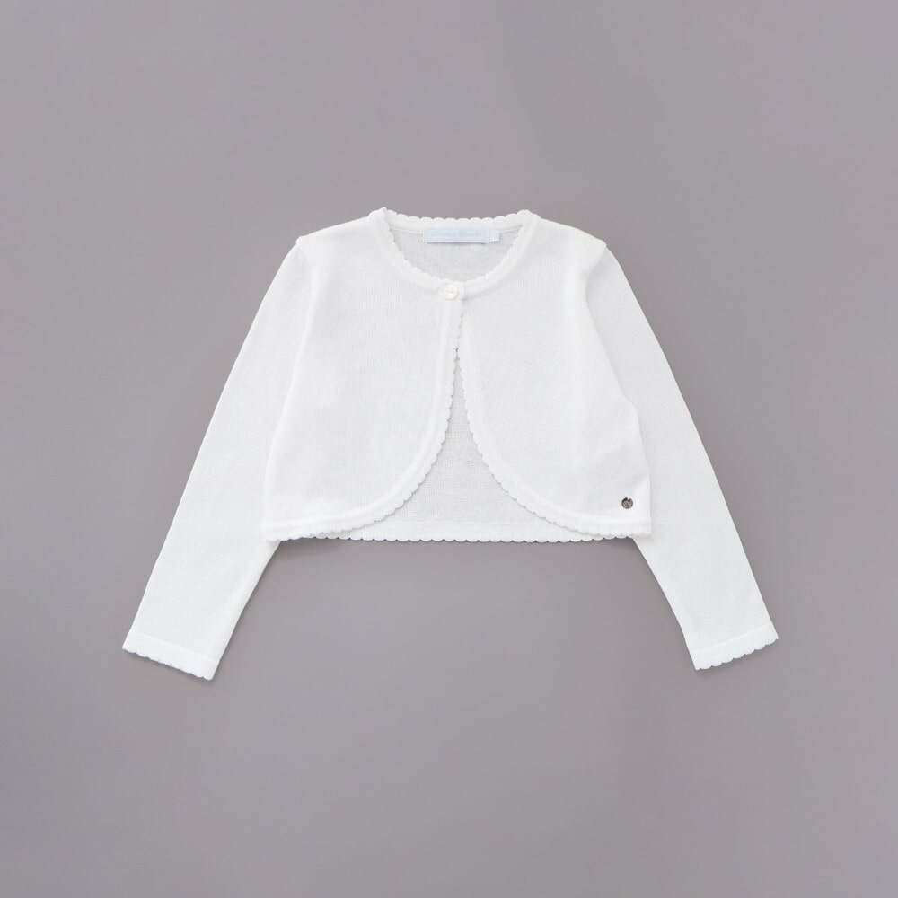 【日本製】ロゴチャーム付きニット長袖カーディガン(110~130cm) ホワイト 110cm