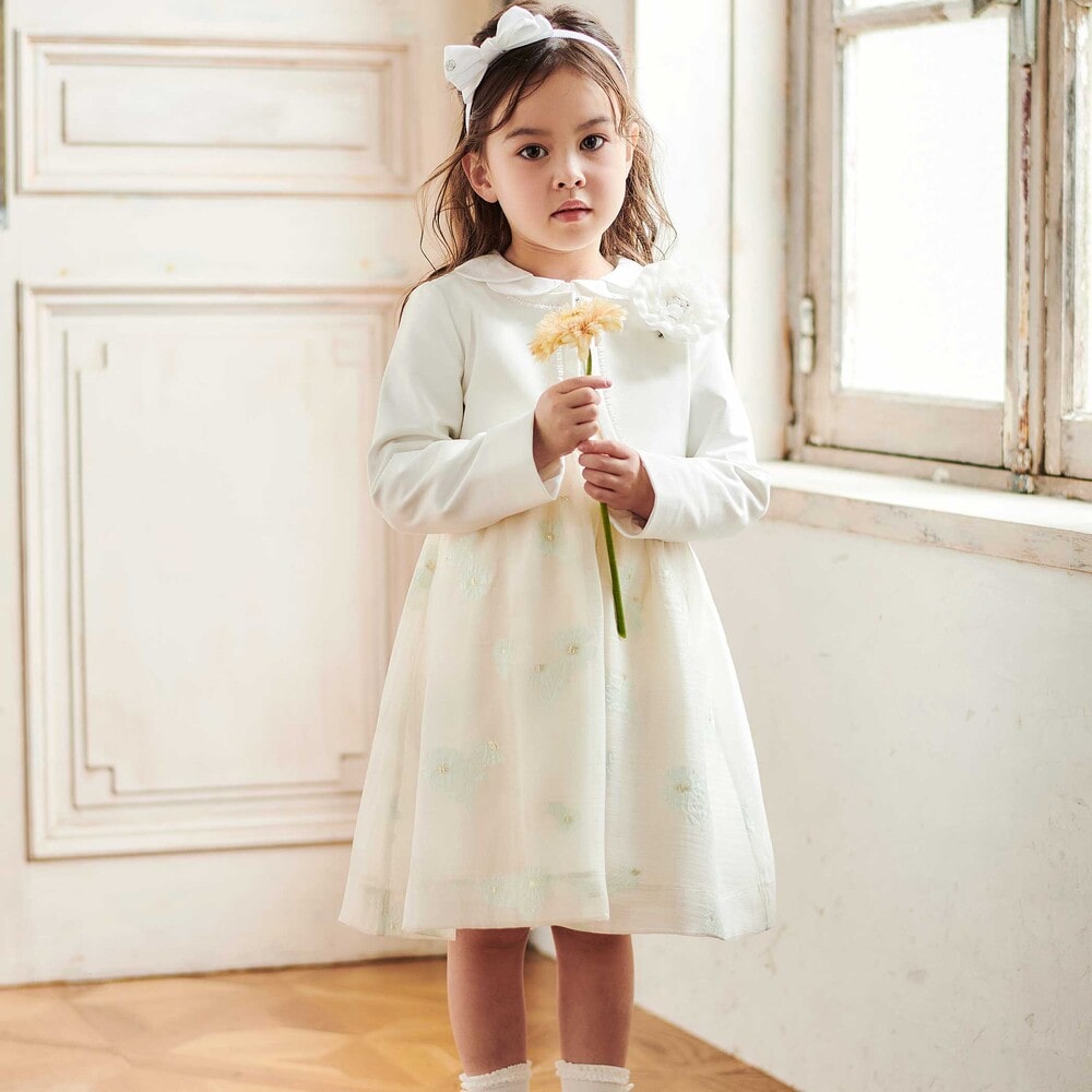 ストレッチポンチレース付きジャケット(110~130cm) ホワイト 110cm