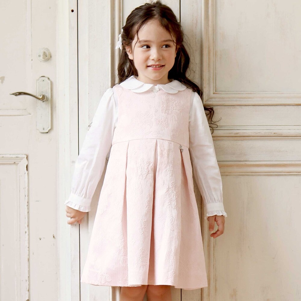 袖口フリルサテン長袖ブラウス(110~130cm) ホワイト 110cm