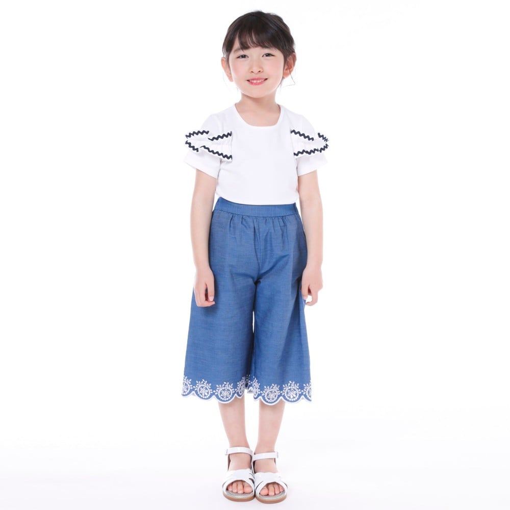 【PARIS企画】 フリル フェミニン シンプル 半袖 Tシャツ(80cm~100cm) ホワイト 80cm