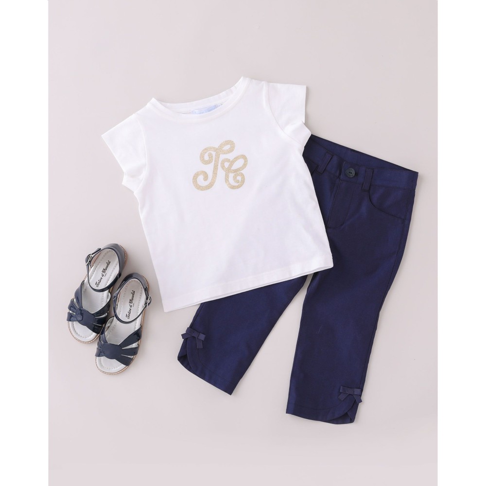 TCロゴ グリッター プリント 半袖 Tシャツ (90~140cm) ネイビー 90cm