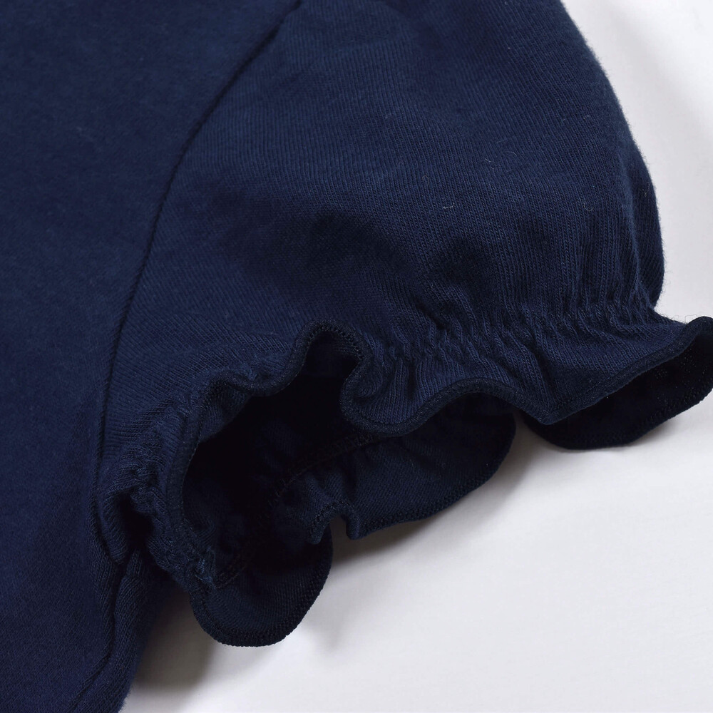 TC ロゴ ラインストーン パフスリーブ Tシャツ (90~140cm) ネイビー 110cm