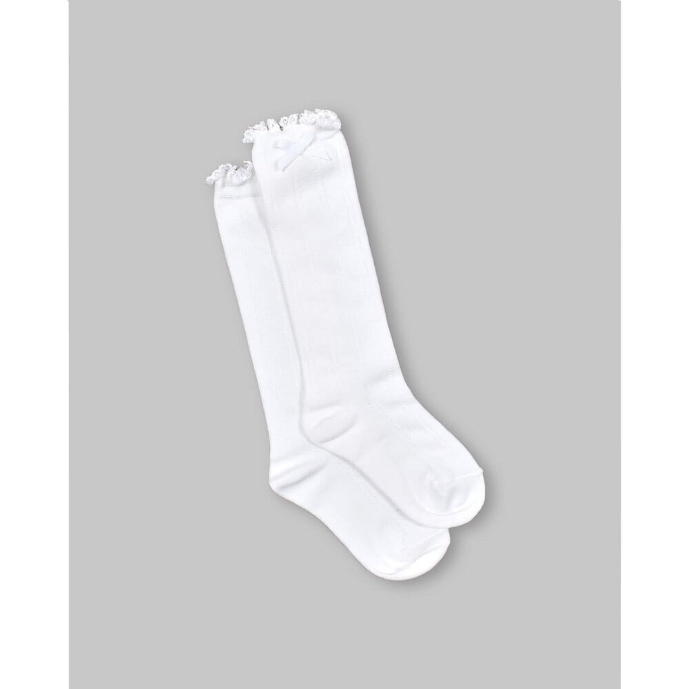 日本製 レース ハイソックス (13~21cm) オフホワイト 17-19cm