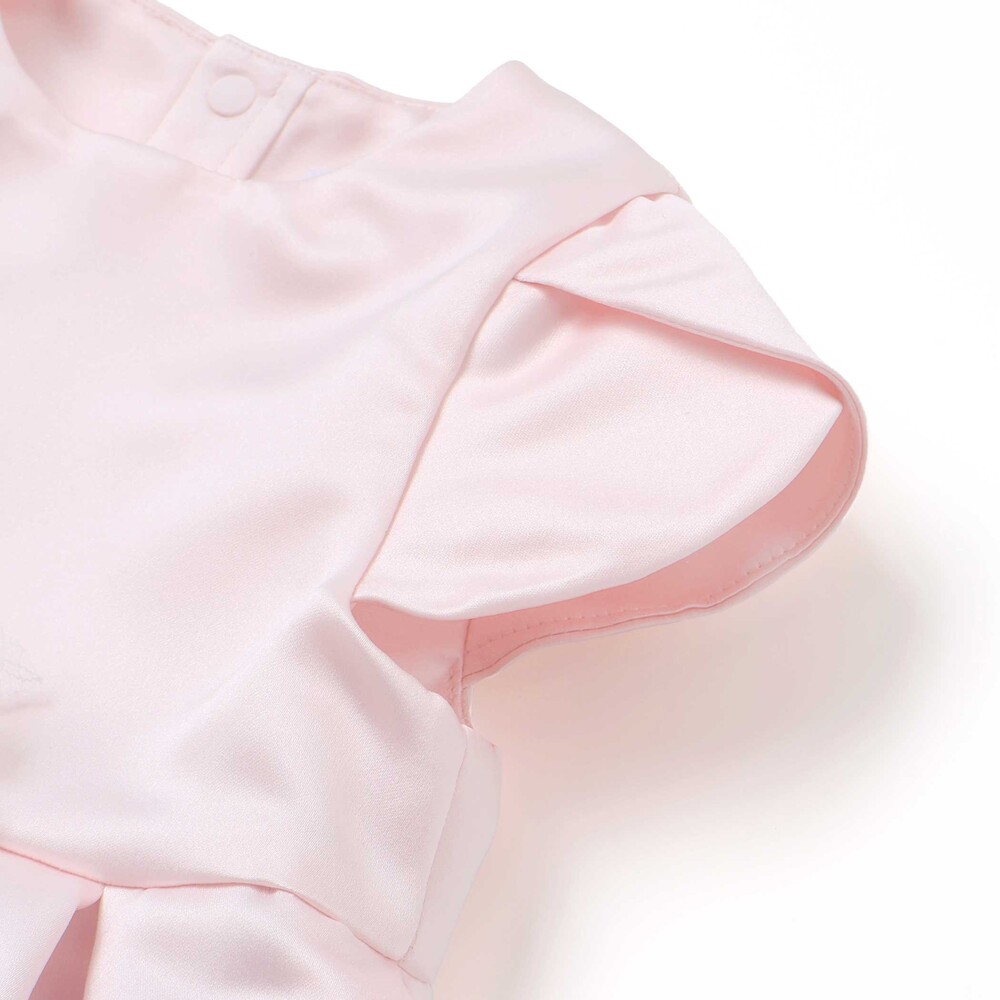 【日本製】サテンチュールモチーフドレス(70~90cm) ピンク S(70-80cm)