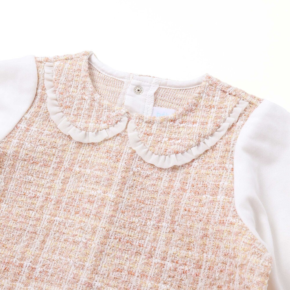 【お揃い】ツイードジャガードワンピース(70~90cm) ピンク系 S(70-80cm)