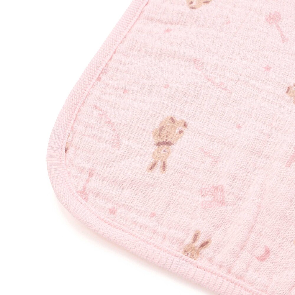 【お揃い】ガーゼアニマルプリントスタイ ベージュ系 ワンサイズ