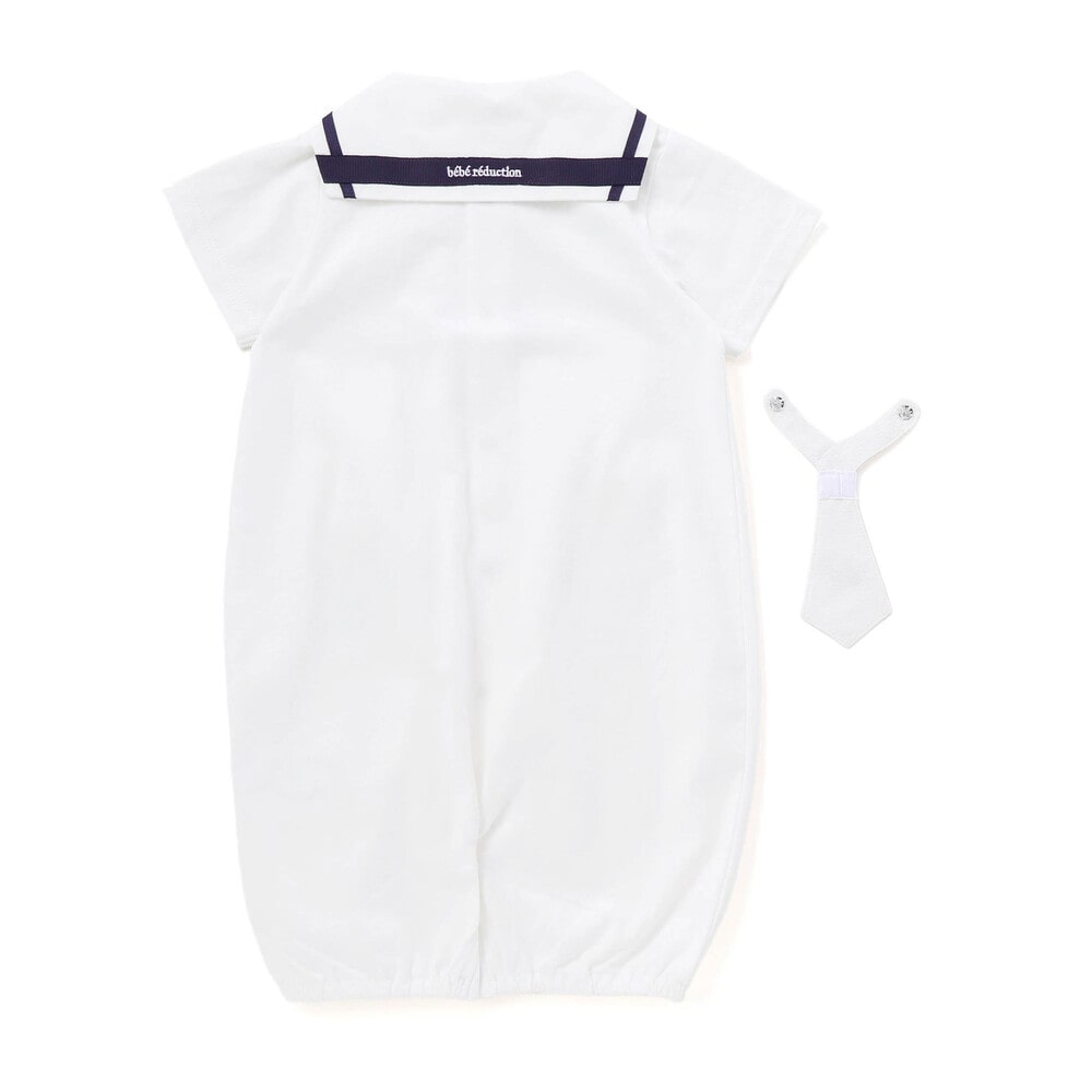 【お揃い】天竺セーラーネクタイ付き2WAYオールベビー(50~75cm) ホワイト ワンサイズ