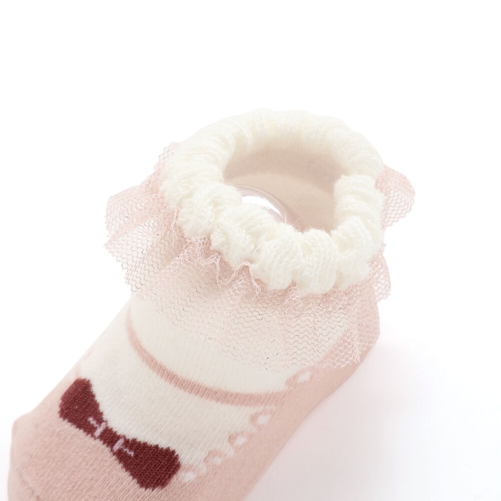ラメチュール付きカップソックスベビー(8~13cm) ピンク系 8-10cm