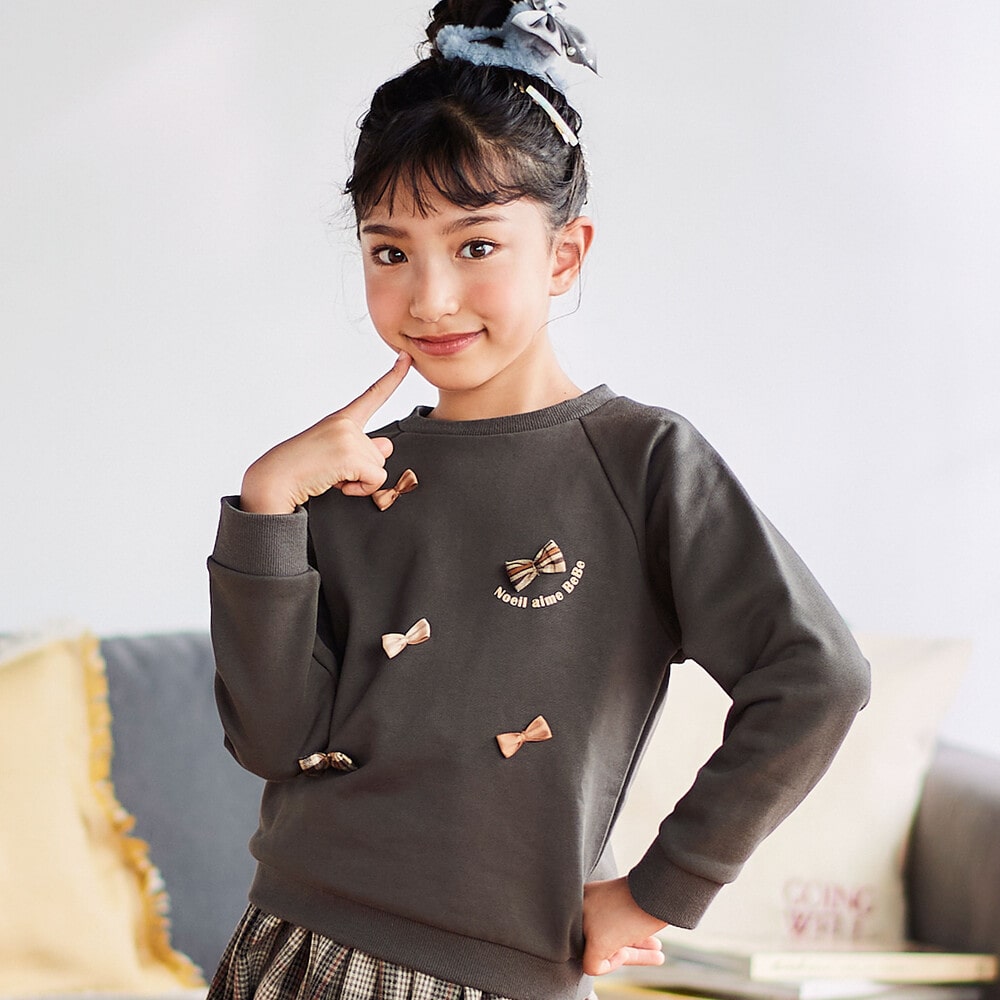 裏毛起毛リボン付きトレーナー(80~130cm) ボルドー 80cm