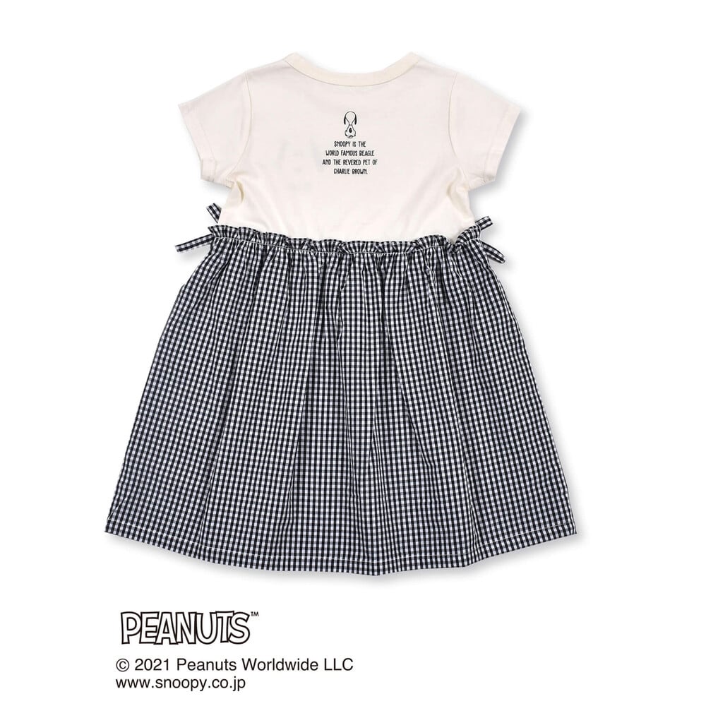 【 SNOOPY ×SLAP SLIPコラボアイテム】 スヌーピー ピーナッツ ドッキング ワンピース (80~130cm) ブラック系 90cm