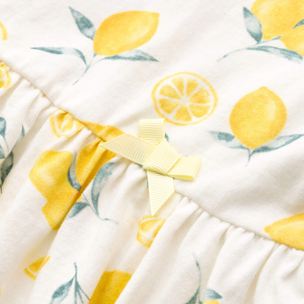 【 お揃い 】 BIG プリント レモン バナナ おそろい ワンピース (80~130cm) オフホワイト系 90cm