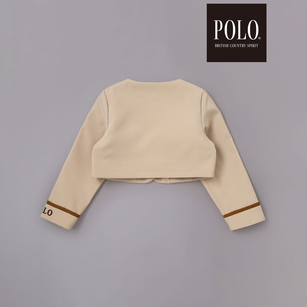 【POLO BCS(ポロ・ビーシーエス)×SLAP SLIPコラボ】袖切り替えジャケット+襟リボン付きチェックワンピース(110~130cm) ベージュ系 110cm