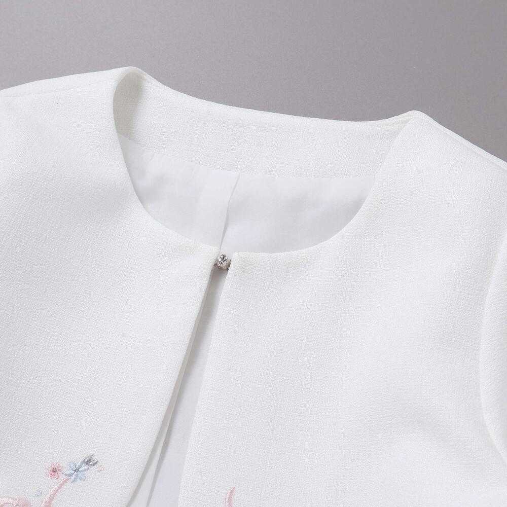 袖折り返しレース刺しゅう裾スカラップボレロ(110~130cm) ネイビー 110cm