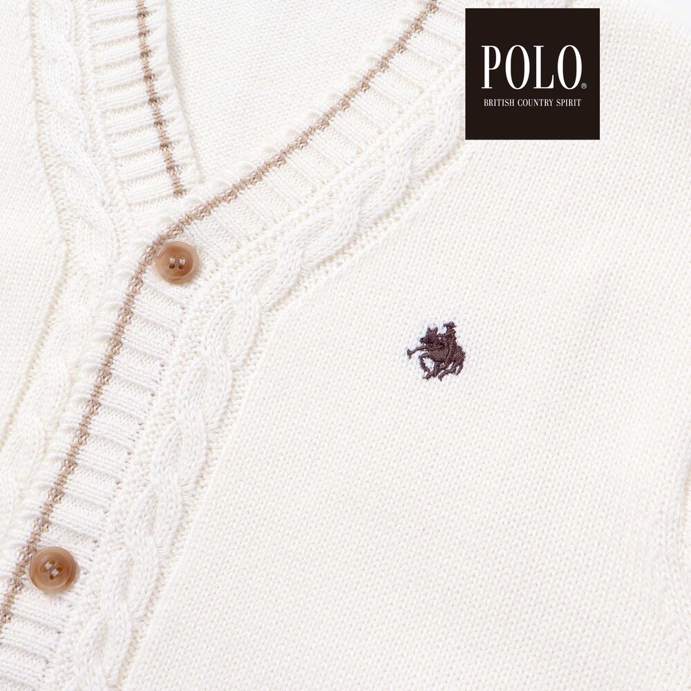 【POLO BCS(ポロ・ビーシーエス)×SLAP SLIP】シンプルニットカーディガン(80~130cm) オフホワイト 80cm