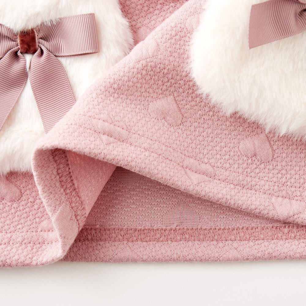 ファーポケット付きハートキルト柄トップス(80~140cm) グレー 80cm