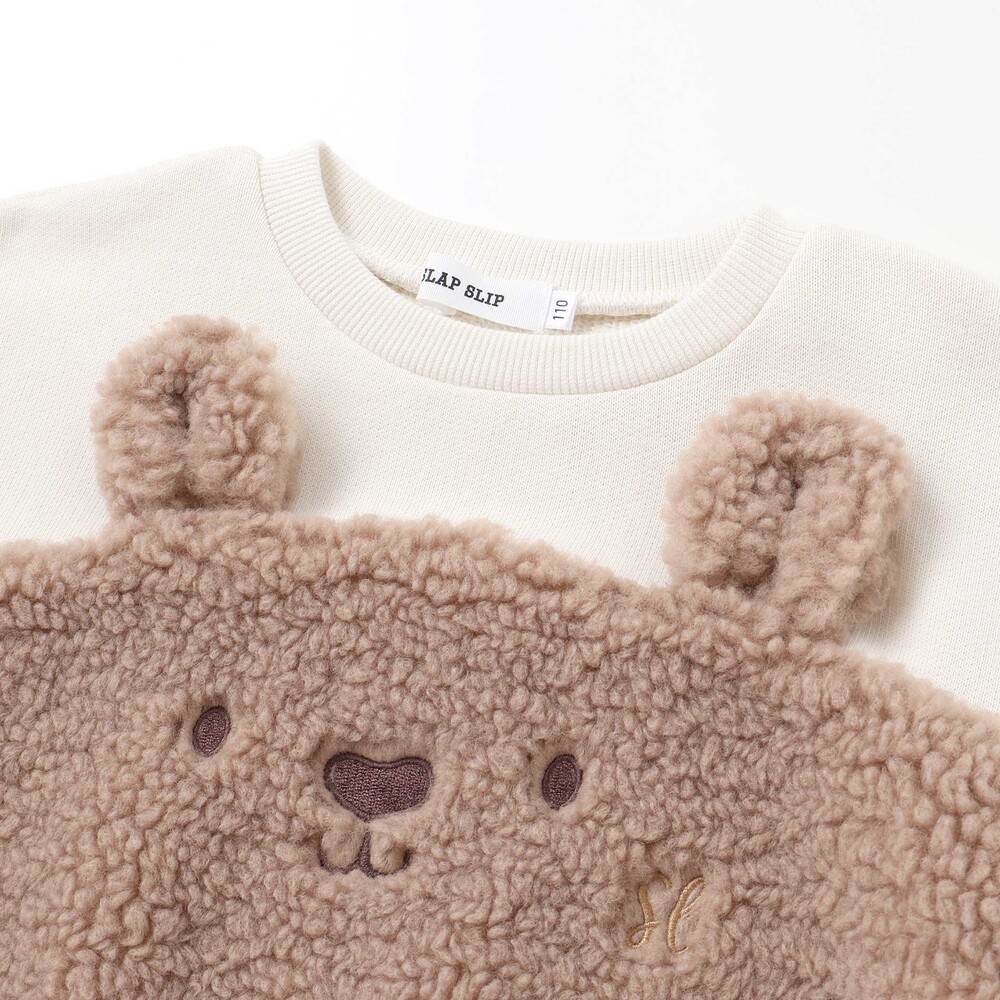 恐竜クマウサギアニマルフェイスボア切り替えトレーナー(80~120cm) ピンク(ウサギ) 80cm